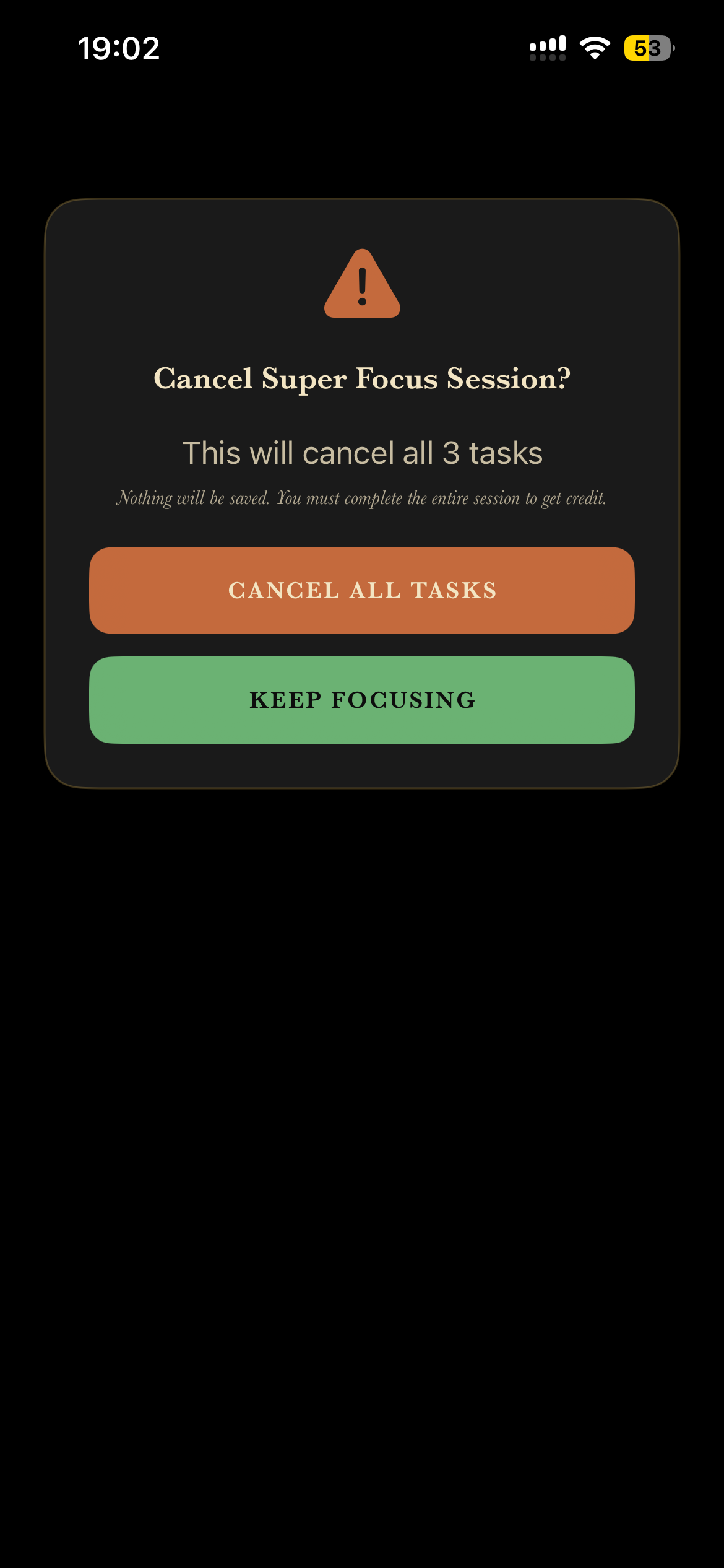 Cancel Super Focus Session
