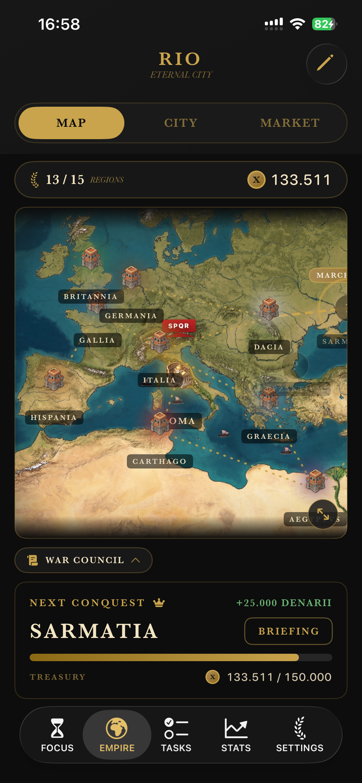 iPhone app: Roman territory map